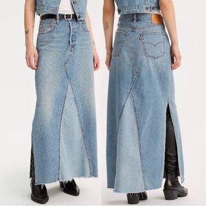 Levi's Contrast Denim Maxi Skirt